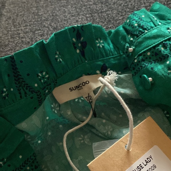 Suncoo Paris Green Patterned Women's Top size M - Picture 7 of 7